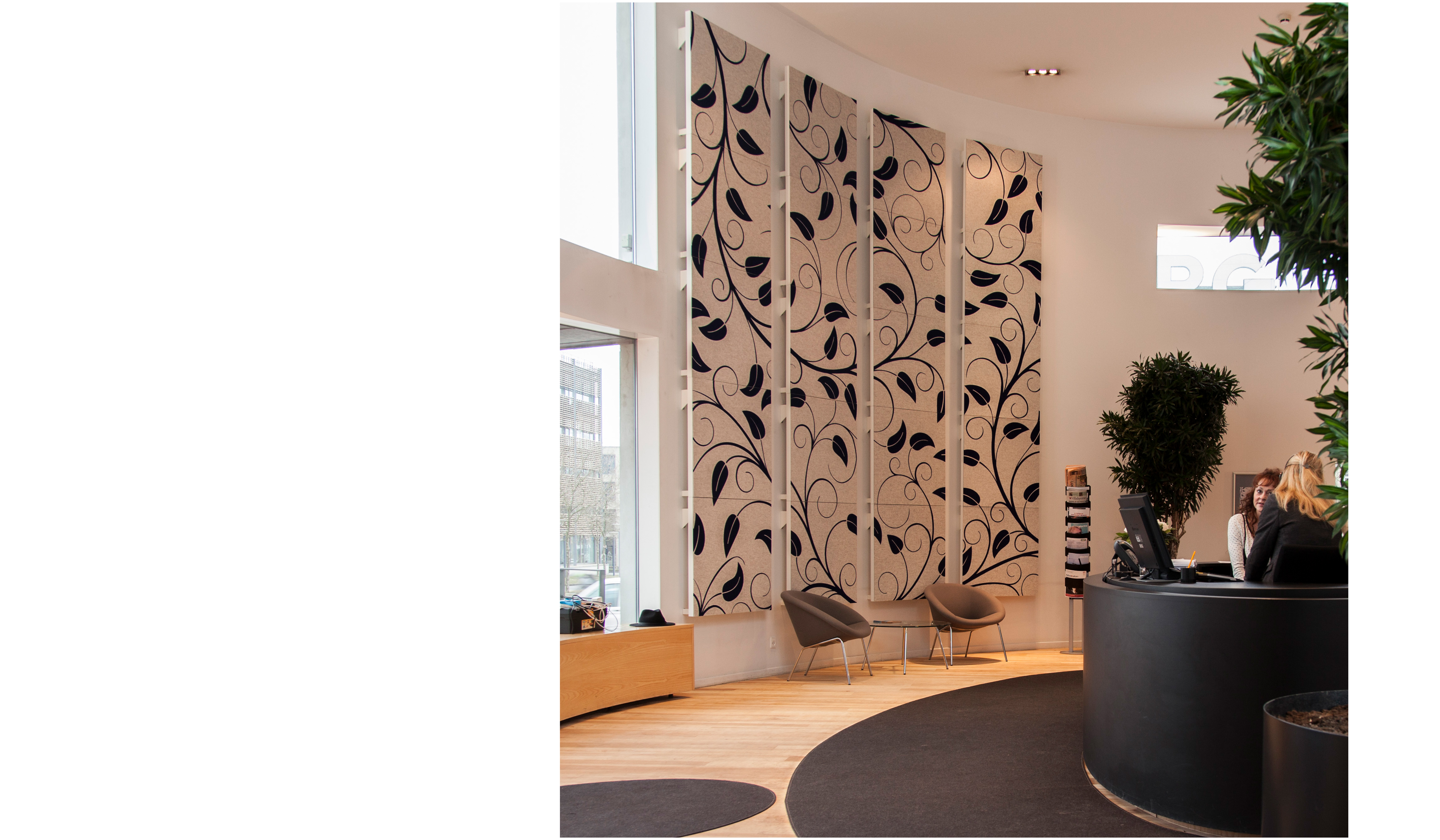 fraster, filt, Plus, felt, uldfilt, akustik, udsmykning, indretning, design, akustik panel, lyddæmpning, twister, akustik panel, filtfarver, dekoration