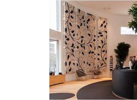 fraster, filt, Plus, felt, uldfilt, akustik, udsmykning, indretning, design, akustik panel, lyddæmpning, twister, akustik panel, filtfarver, dekoration