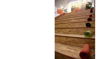 Filt sæde udrullet på trappe