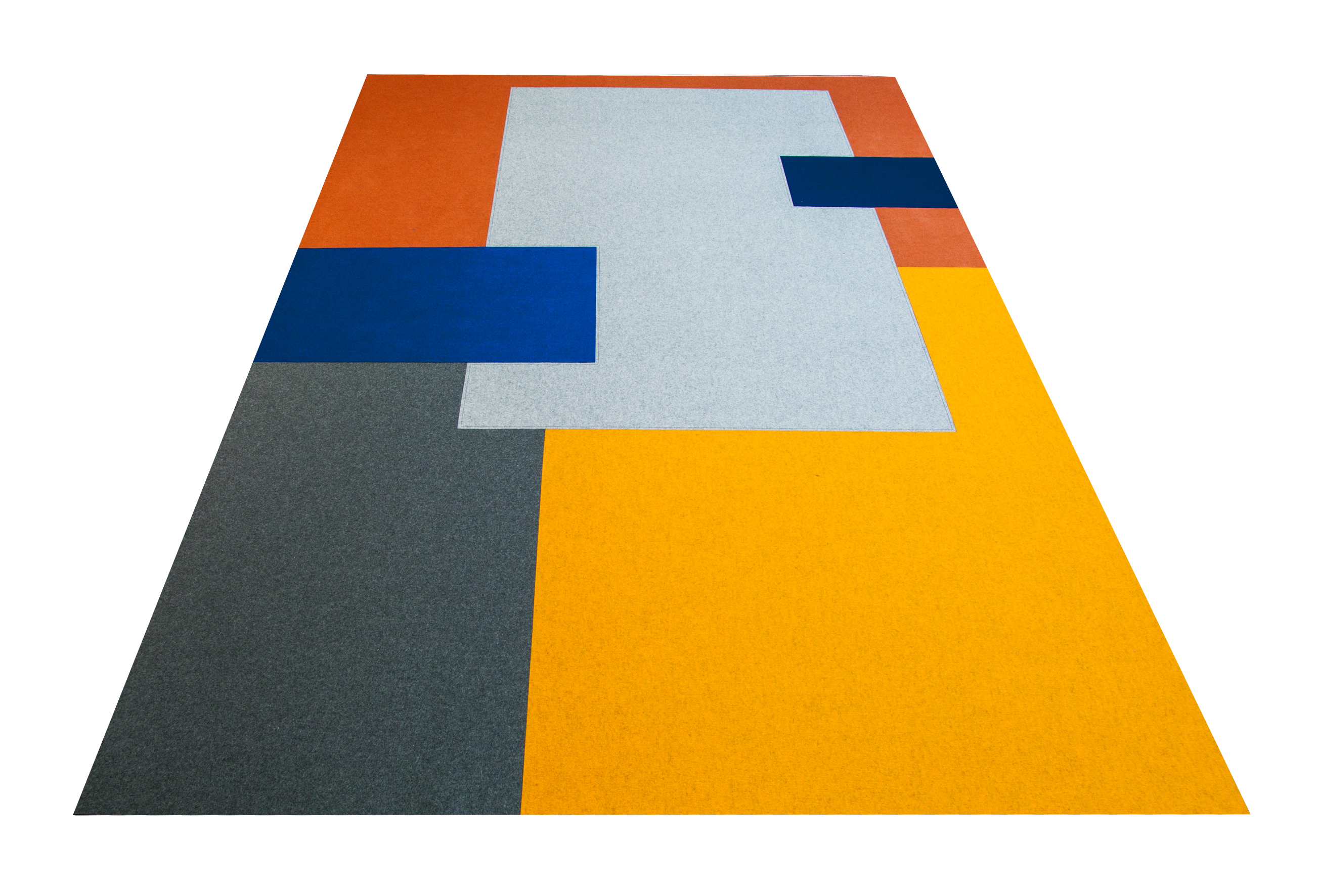 Filt tæppe design ratio gul grå blå