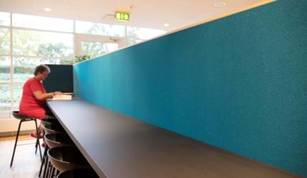 Filt opklæbet på væg i møderum hos TDC (3)