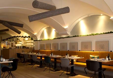 TwisterPlus akustikpanel med filt på Restaurant de Rozzario