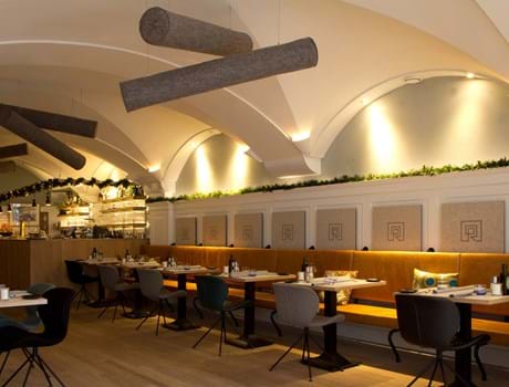 TwisterPlus akustikpanel med filt på Restaurant de Rozzario