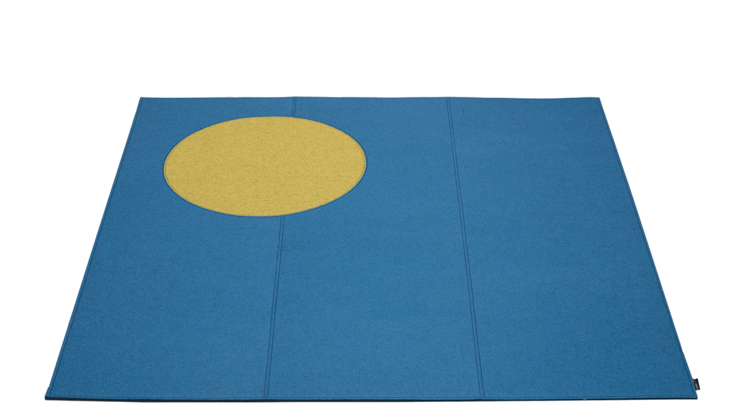 Filt-tæppe-design-blå-gul-cirkel