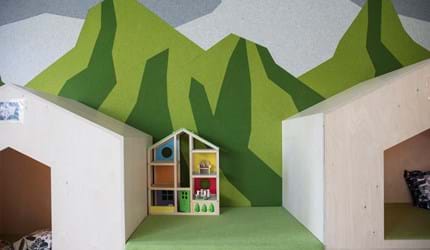 grøn uldfilt væg udsmykning