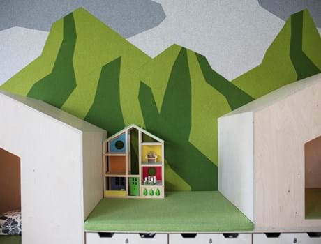 grøn uldfilt væg udsmykning