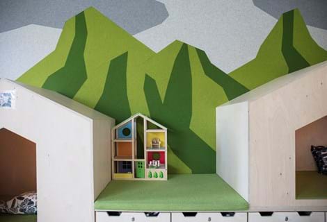 grøn uldfilt væg udsmykning