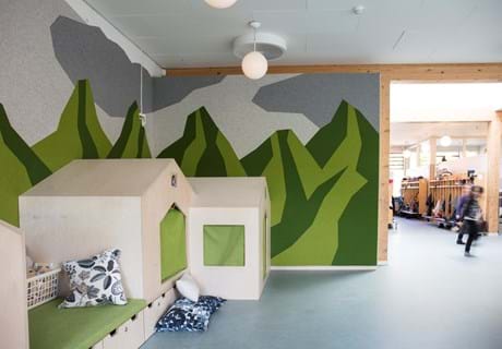 grøn uldfilt væg udsmykning