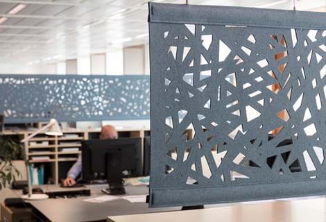 Økonomi og indenrigsministeriet, CoverSingle, fraster, filt, cover, rumafskærmning, roomdivider, akustik, uld filt, inspiration, design, indretning, afskærmning, filt på glas,