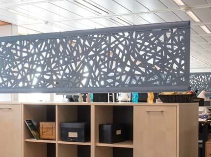 Økonomi og indenrigsministeriet, CoverSingle, fraster, filt, cover, rumafskærmning, roomdivider, akustik, uld filt, inspiration, design, indretning, afskærmning, filt på glas,