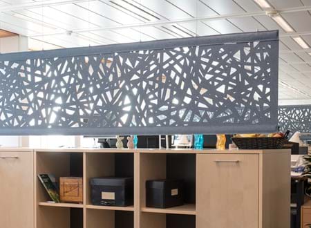 Økonomi og indenrigsministeriet, CoverSingle, fraster, filt, cover, rumafskærmning, roomdivider, akustik, uld filt, inspiration, design, indretning, afskærmning, filt på glas,