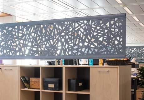 Økonomi og indenrigsministeriet, CoverSingle, fraster, filt, cover, rumafskærmning, roomdivider, akustik, uld filt, inspiration, design, indretning, afskærmning, filt på glas,