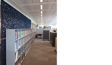 Økonomi og indenrigsministeriet, CoverSingle, fraster, filt, cover, rumafskærmning, roomdivider, akustik, uld filt, inspiration, design, indretning, afskærmning, filt på glas,