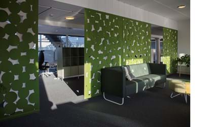 Rumafskærmning med grøn Fraster filt kontor