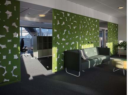 Rumafskærmning med grøn Fraster filt kontor