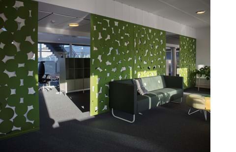 Rumafskærmning med grøn Fraster filt kontor