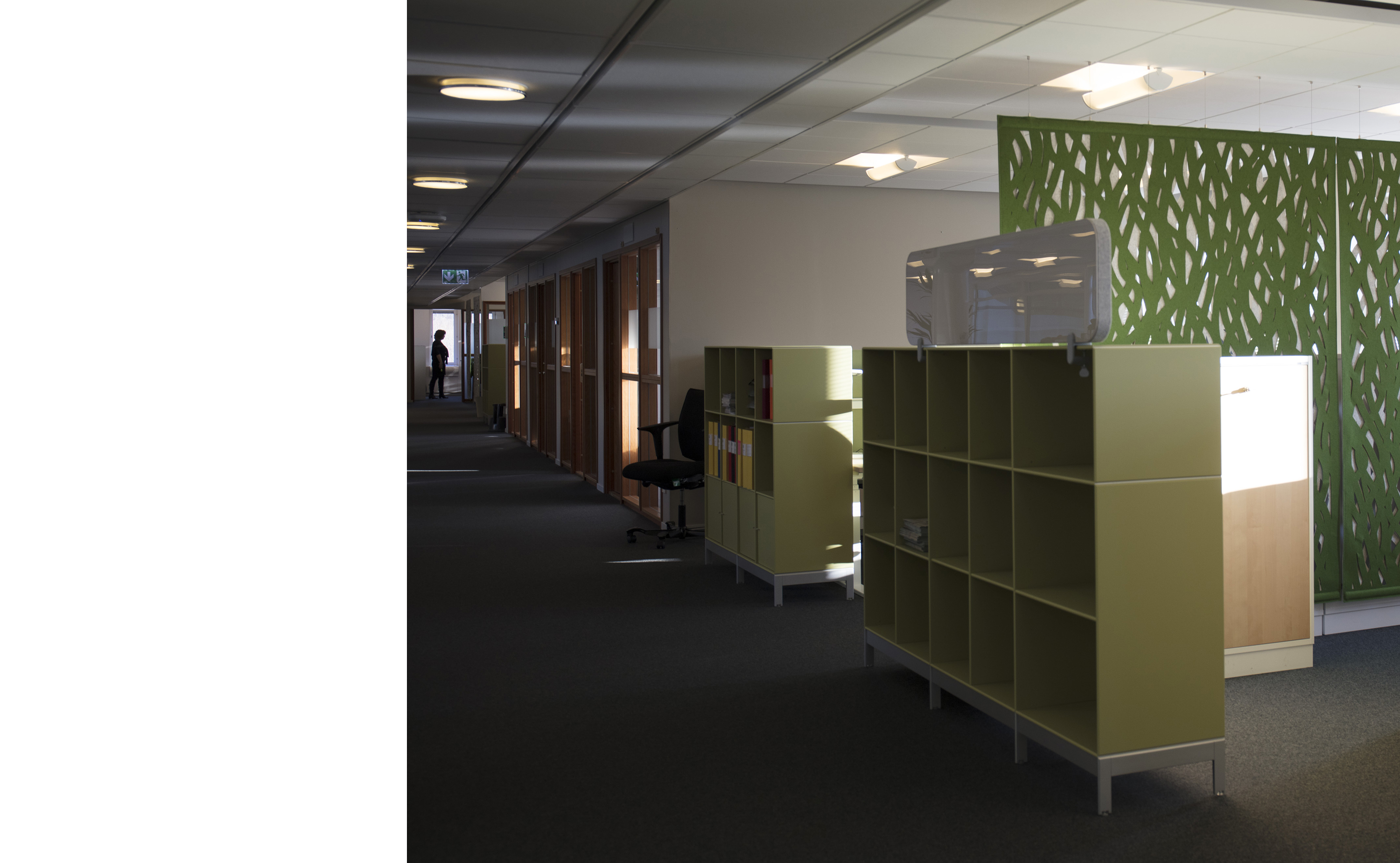 Rumafskærmning med grøn Fraster filt kontor