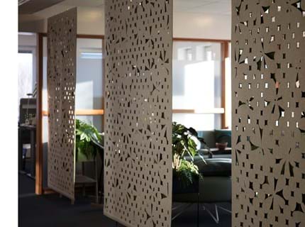 Rumafskærmning med grøn Fraster filt kontor