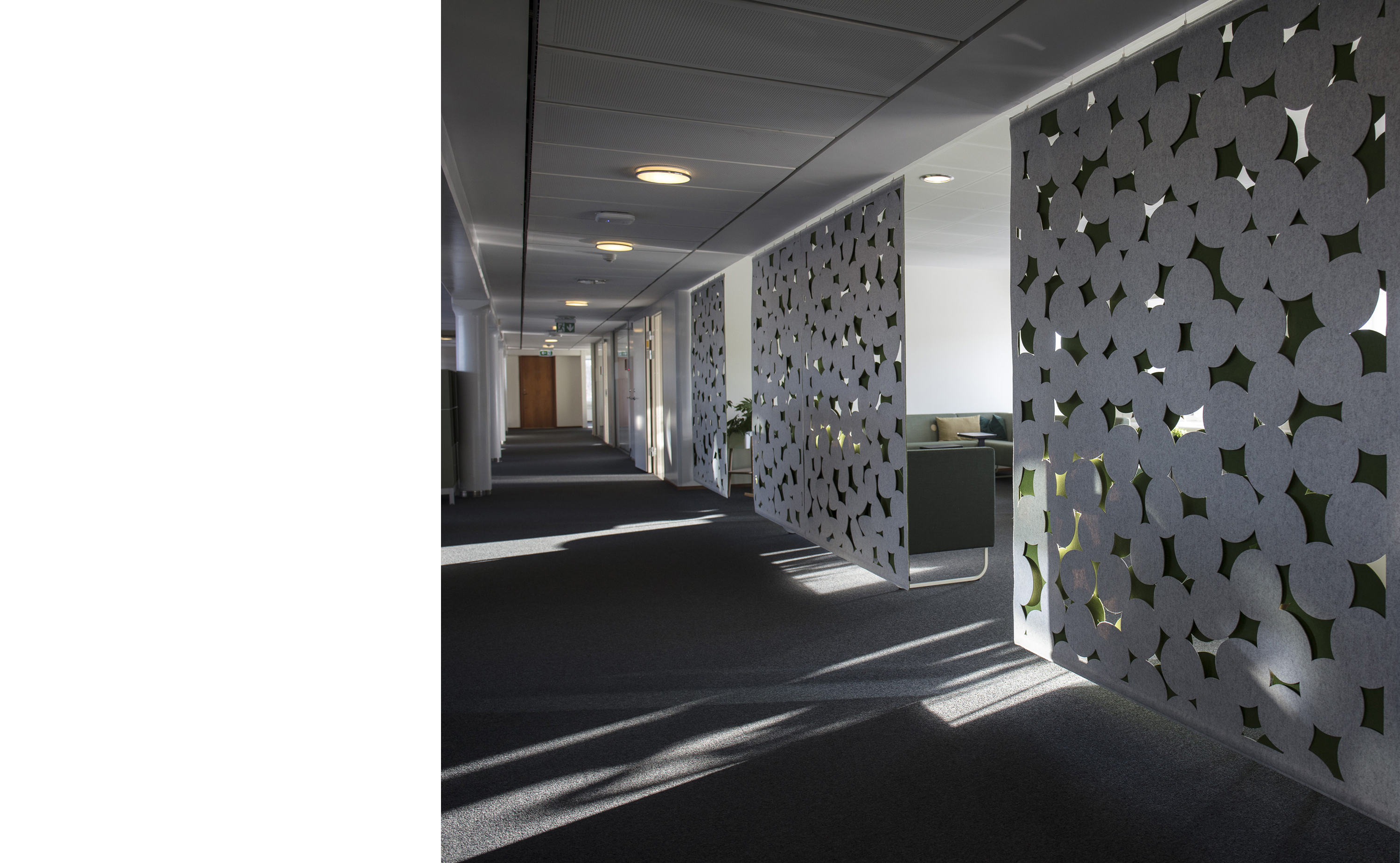 Rumafskærmning med grøn Fraster filt kontor