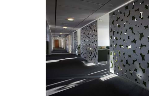 Rumafskærmning med grøn Fraster filt kontor