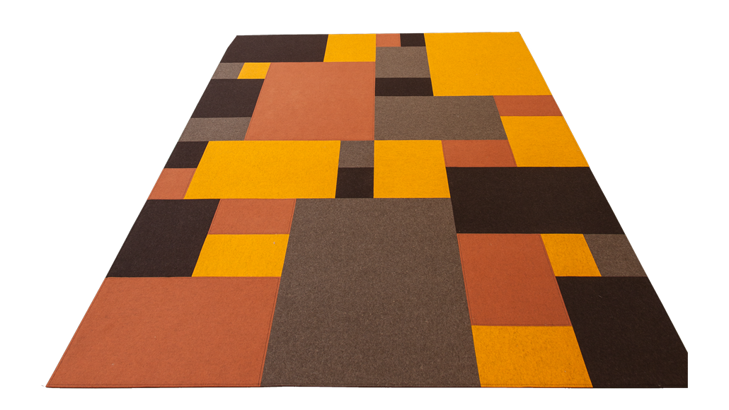 Filttæppe design Afloor gul  orange brun