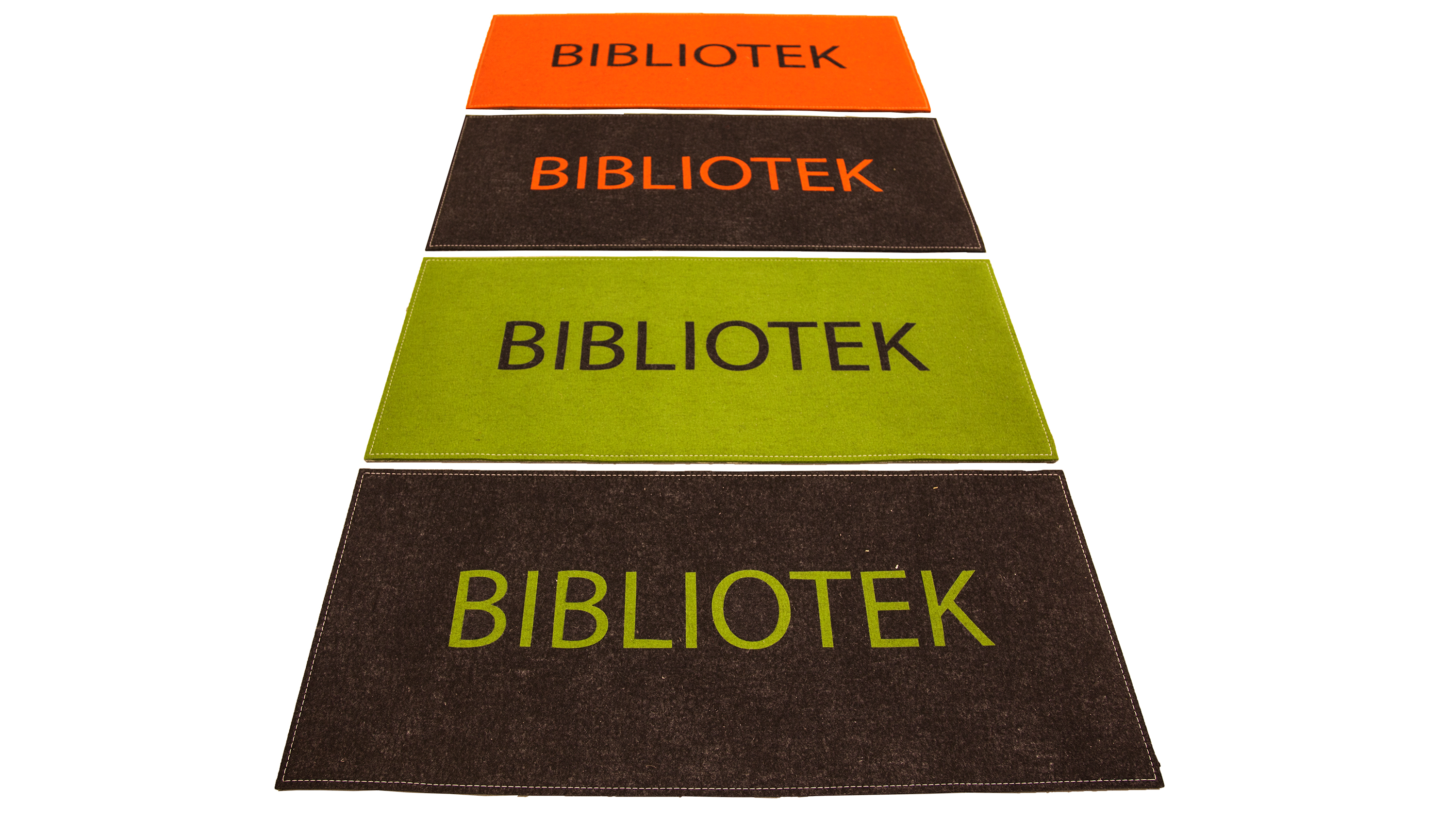Filttæppe design bibliotek grå grøn orange