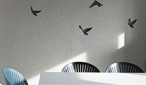 Filt gardin med fugle udskæringer på kontor (6)