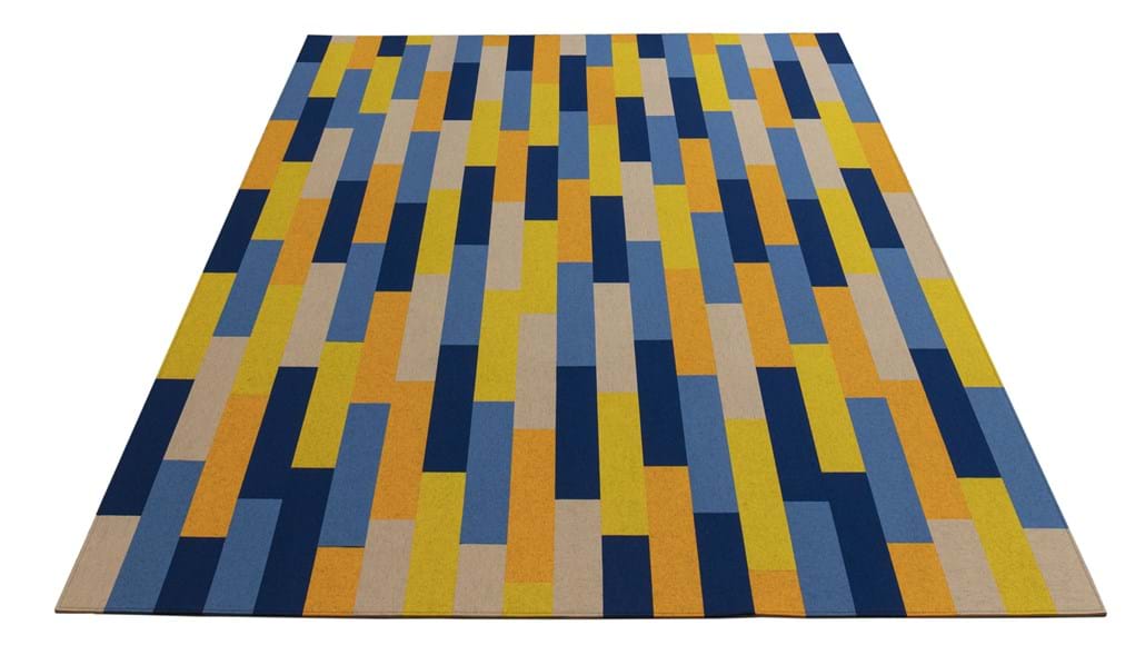 filttæppe design Bricks,felt rug, blue orange