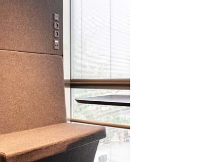 akustisk løsning, acoustic, decoration and acoustic, wool felt, baffles, vandret akustik løsning