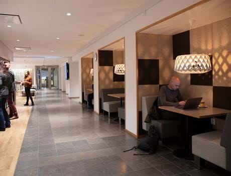 Fraster opklæbet filt på væg i cafe