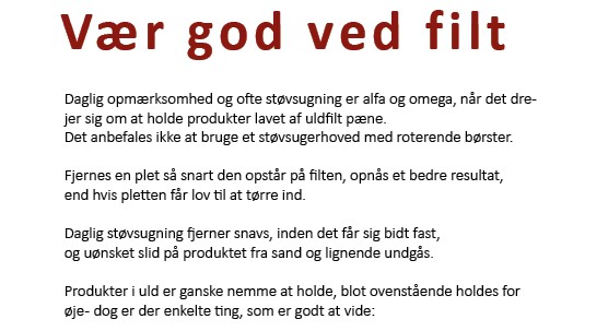 filt, vær god ved filt.